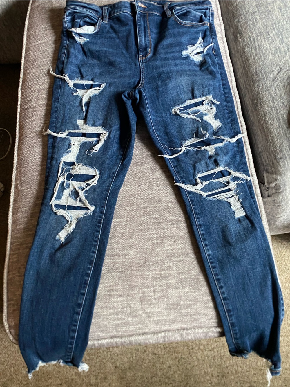 American Eagle Outfitters Dark Blue Ripped Skinny Jeans